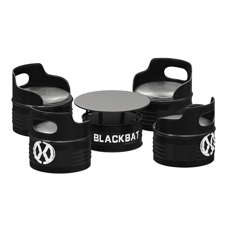 

Industrial wind oil bucket sofa bar clear bar booth milk tea shop office rest area wrought iron coffee table table and chair