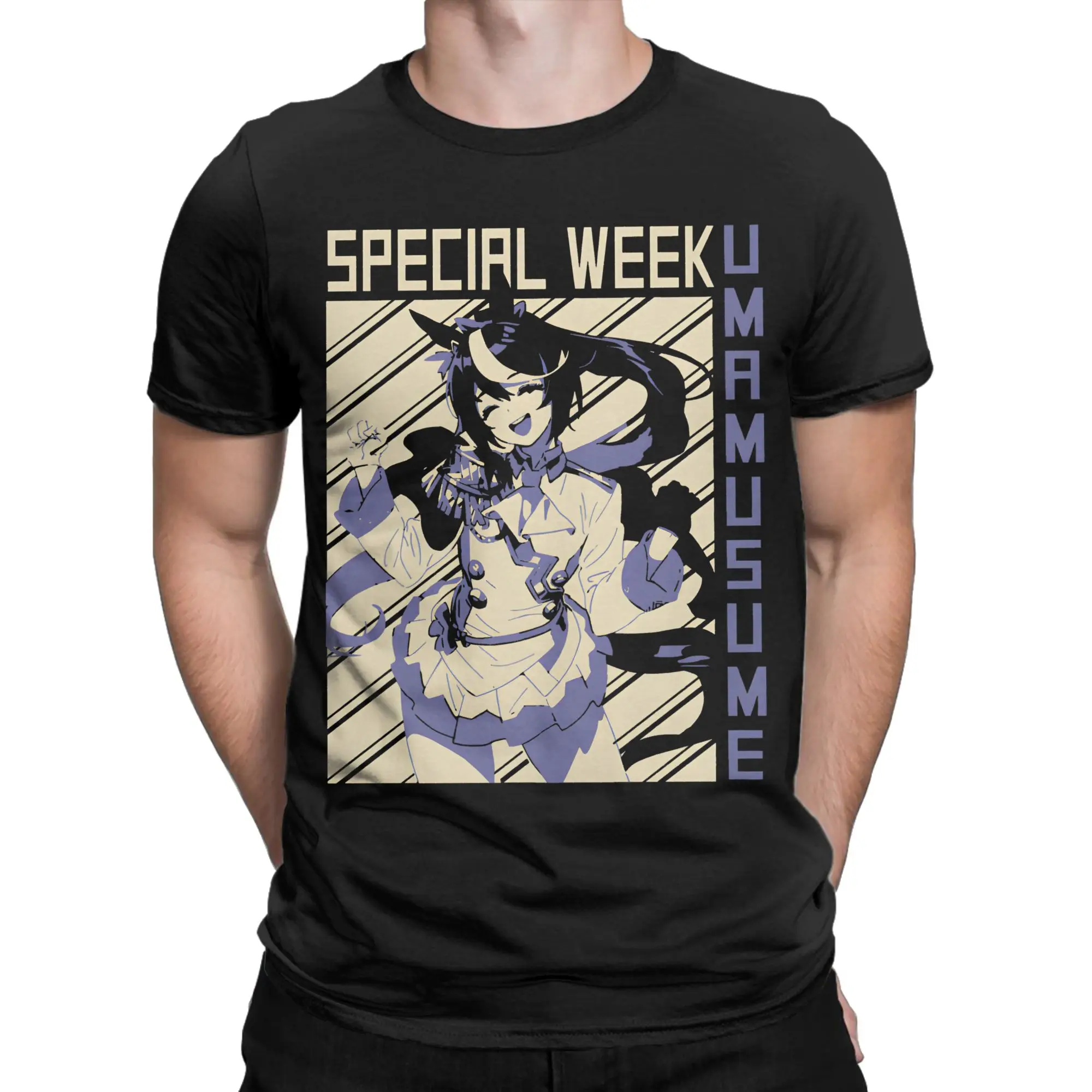 Men T-Shirt Umamusume Special Week Cool Pure Cotton Tee Shirt Short Sleeve  T Shirts Crewneck Clothes Plus Size