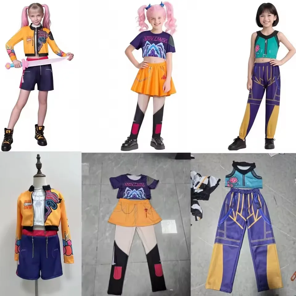 Fantasia KPop Rumi Zoey Cosplay niñas ropa de escenario disfraz de cazador de demonios Disfraz de 6 a 14 años ropa de fiesta de Carnaval de Halloween
