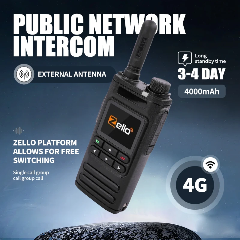 

Zello WiFi 4G Walkie Talkie Bluetooth Connection Professional Outdoor Essential Equipment Worldwide Radio Battery 4000mAh