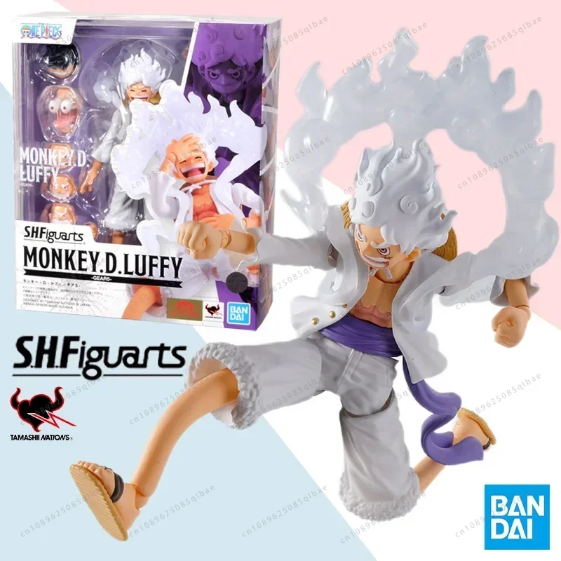 Original Bandai Anime Action Figure One Piece SHFiguarts Monkey D. Luffy Gear 5 Finished Model Kit Toy Gift for Children Kids！