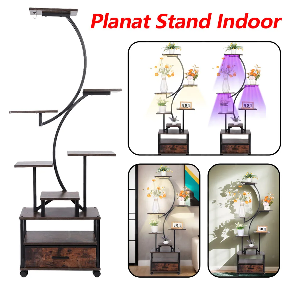 

Plant Stand Indoor with Grow Lights 9 Tiered Plant Rack Display Shelves 65 Inch Tall Corner Plant Holder for Living Room Patio