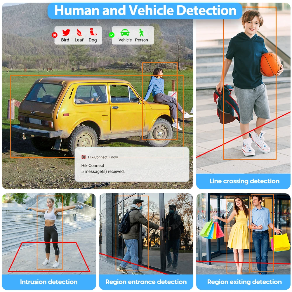 Vikylin 4K 8MP IP Camera For Hikvision OEM DS-2CD2386G2-IU Acusense PoE MD2.0 DarkFighter Home CCTV Security Camera System kit