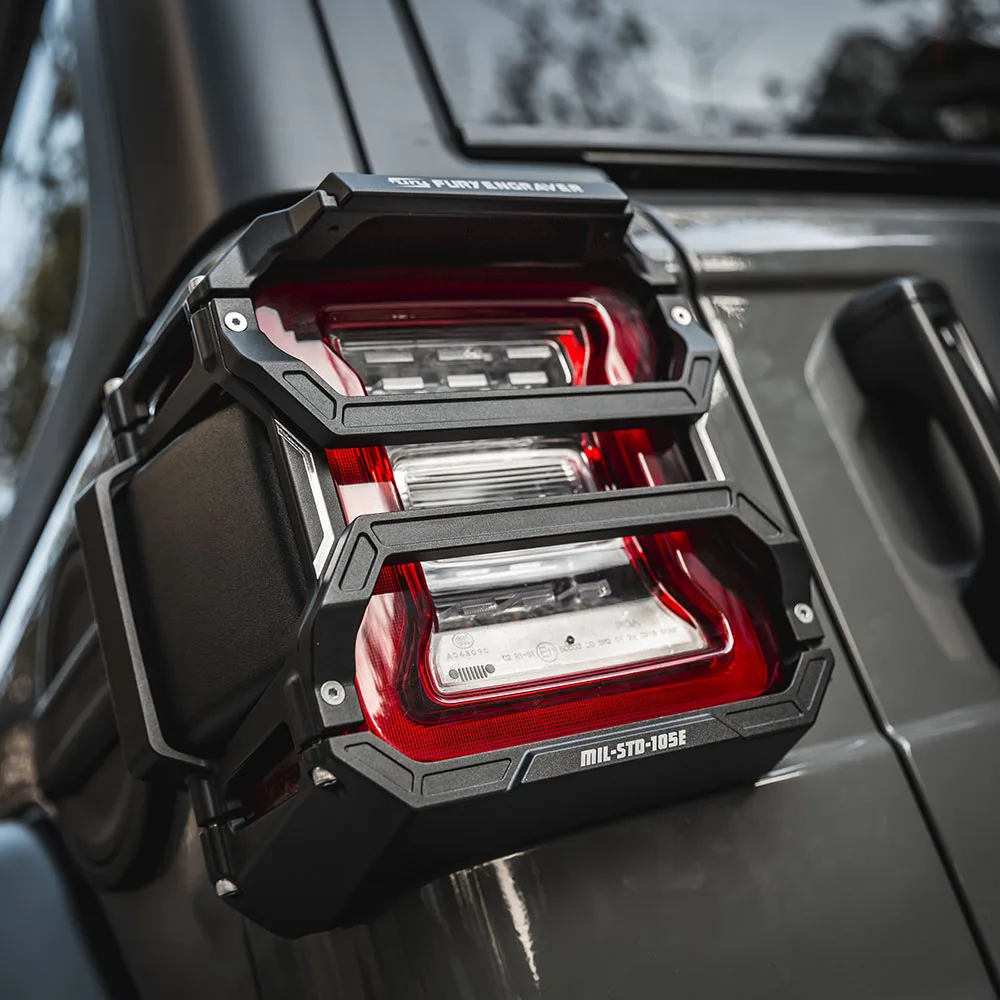 Tail Light Cover / Guard for Jeep Wrangler JL 2018-2026, Black Aluminum Alloy Exterior Trim, Protects from Bumps No Drill, F2009
