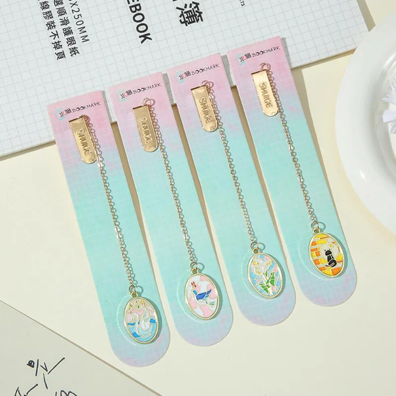 Cartoon Crown Swan Animal Bookmarks Creative Classical Exquisite Metal Art Pattern Book Mark Page Folder Office School Supplies