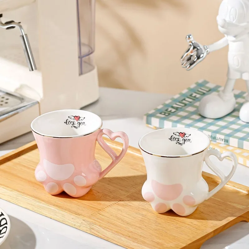 Ceramic Cat Scratch Cup Mug Originality Cat's Paw Trace in Gold Ceramic High Appearance Level Cup
