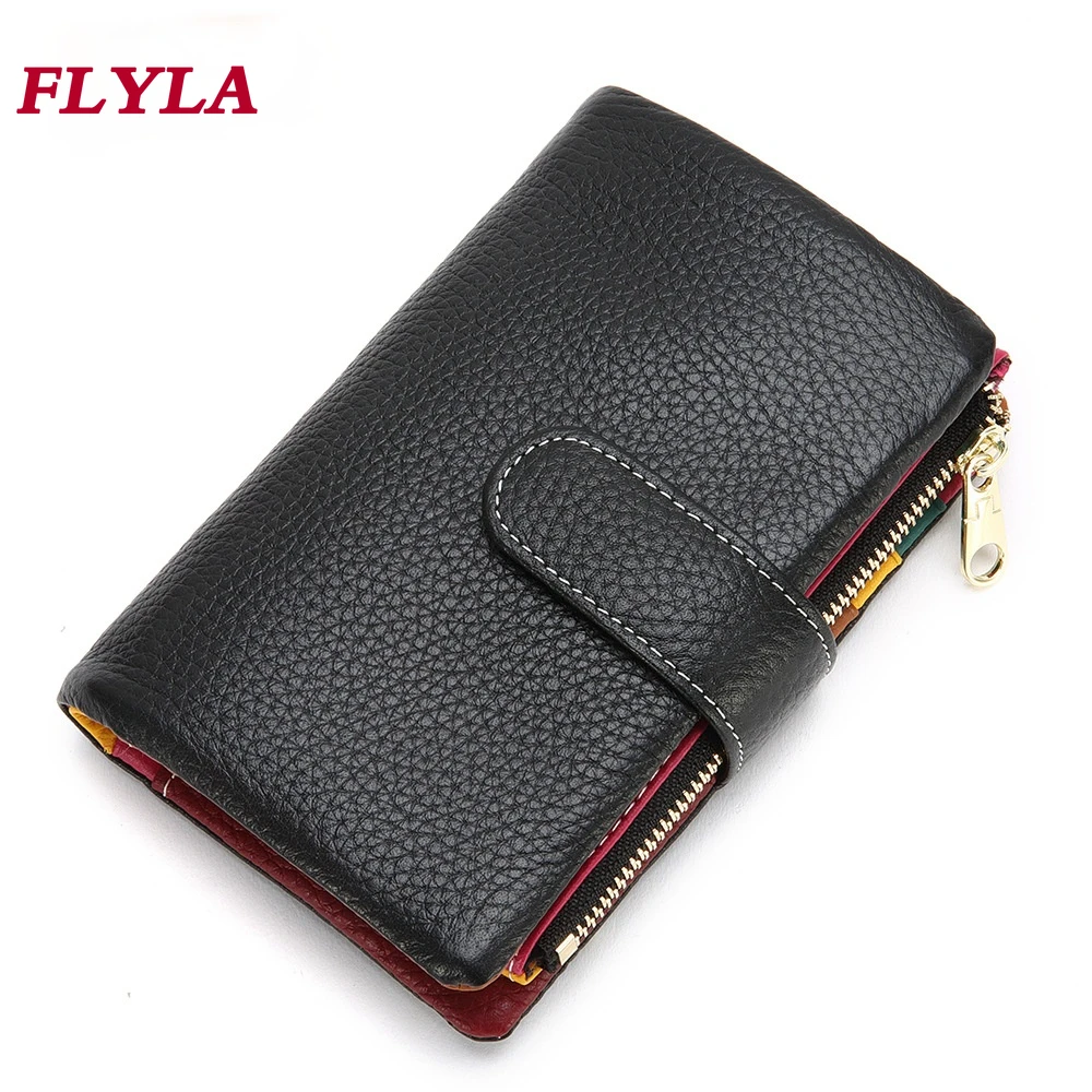 Fashion Genuine Leather Women Wallet 2023 New Wallet Zipper Buckle Multi-card Coin Purse