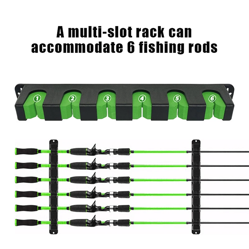 6-Rod Rack Vertical Pole Holder Wall Mount Modular For Garage Fishing Pole Display Stand Fixed Frame Fishing Rod Holders