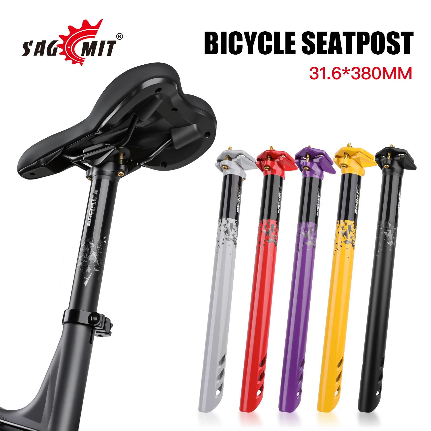 

SAGMIT Aluminum Alloy Bike Seatpost Offset 0mm Folding Bike Seat Post 31.6*380mm Mountain Bike Seat Tube Bicycle Parts