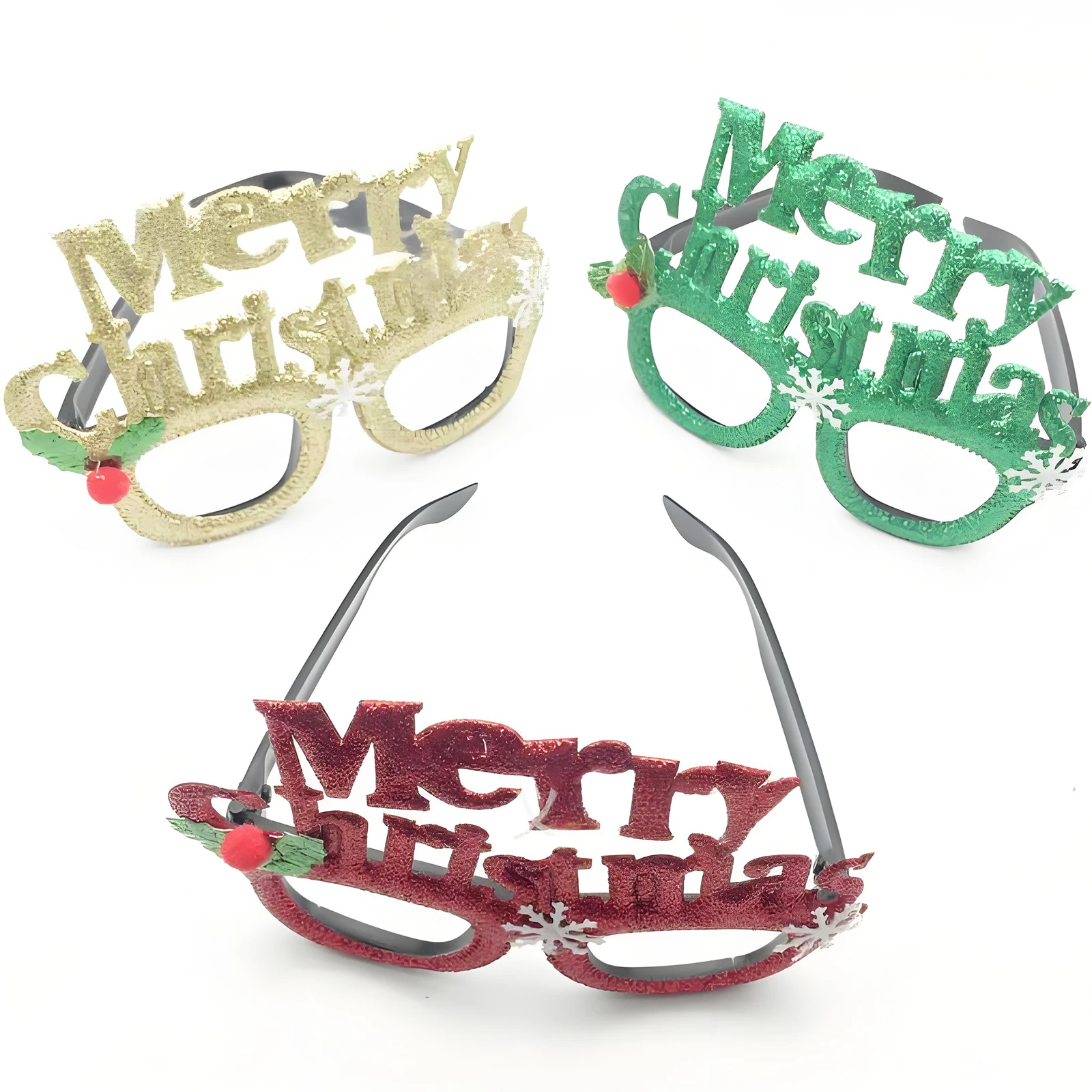 12Pcs Adults Kids Christmas Sunglasses Creative Holiday Glitter Eyeglasses for Cosplay Party Favor