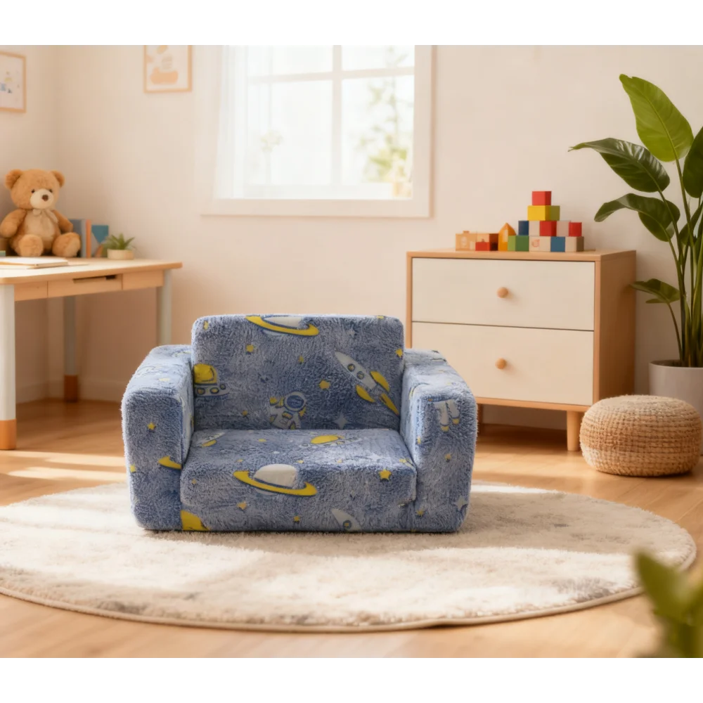 Kindersofa mit Tragegriff und Seitentaschen. Kindersessel. Leichter Kindersofastuhl – Detail 7