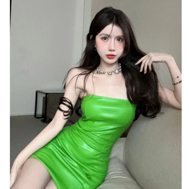 セクシーな PU ストラップオートスカート女性の夏の新しい Fre スリミング Svel Dr ハイウエスト韓国 Sle 純色通勤