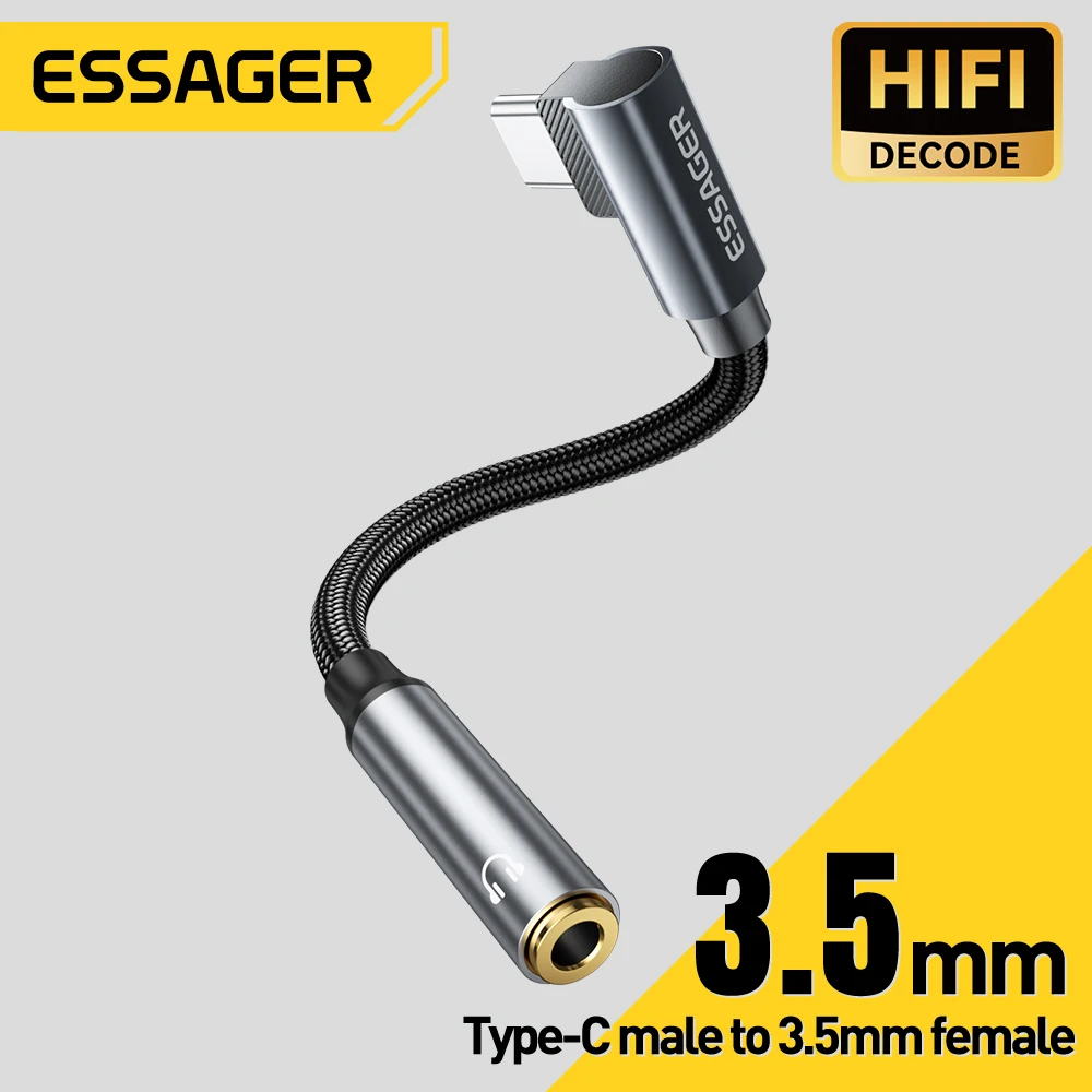 Essager tipo-c para 3.5mm fone de ouvido jack aux USB-C cabo adaptador para iphone huawei xiaomi ip macho para 3.5mm fêmea adaptador de áudio
