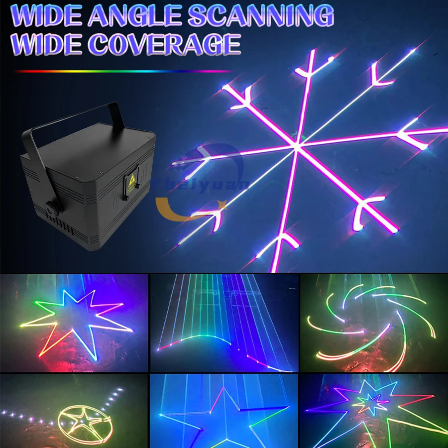 Ybeiyuan 3W 4W 5W 6W RGB Animation Laser Scanner Projector Stage Light DJ Disco Bar Club Party Wedding Christmas Effect Light