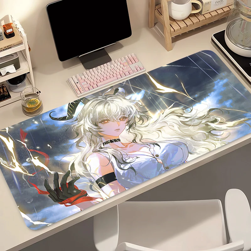 لوحة ماوس ألعاب من السيليكون W-Wuthering W-Waves Zani لوحة مفاتيح كبيرة لوحة ماوس توبوغرافية للوحة المفاتيح مع حصيرة طاولة مضادة للانزلاق