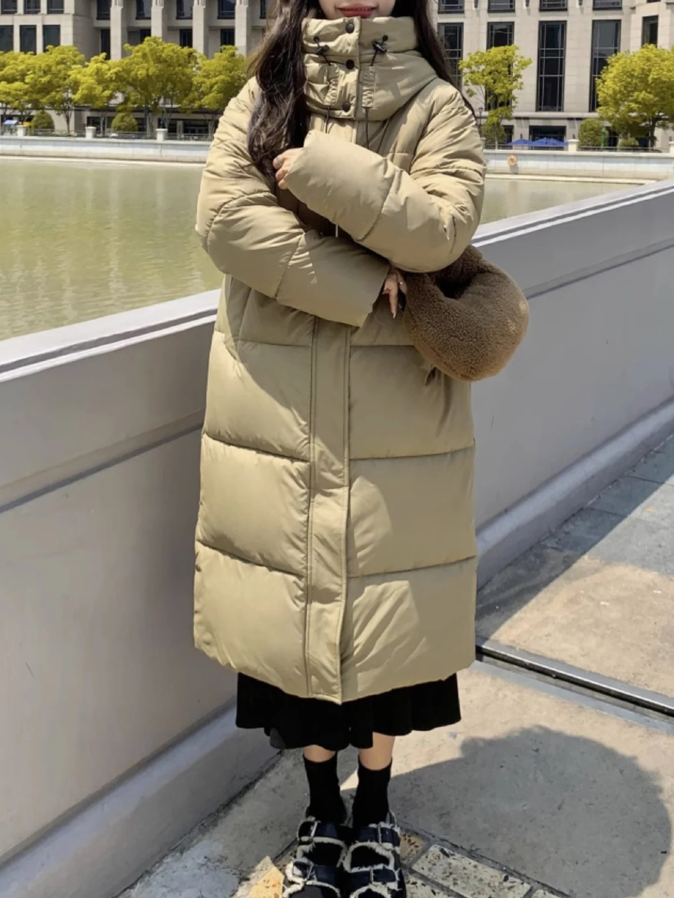 المرأة بساطتها الكورية بلون طويلة الأكمام معطف مقنع الخريف الشتاء نمط غير رسمي موضة الاتجاه سترة قطن