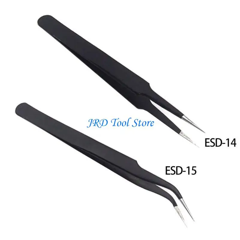 A2UD Tweezers Anti-Static Tweezers precisión ESD-15 Curved Bent Tip Tweezer Herramienta