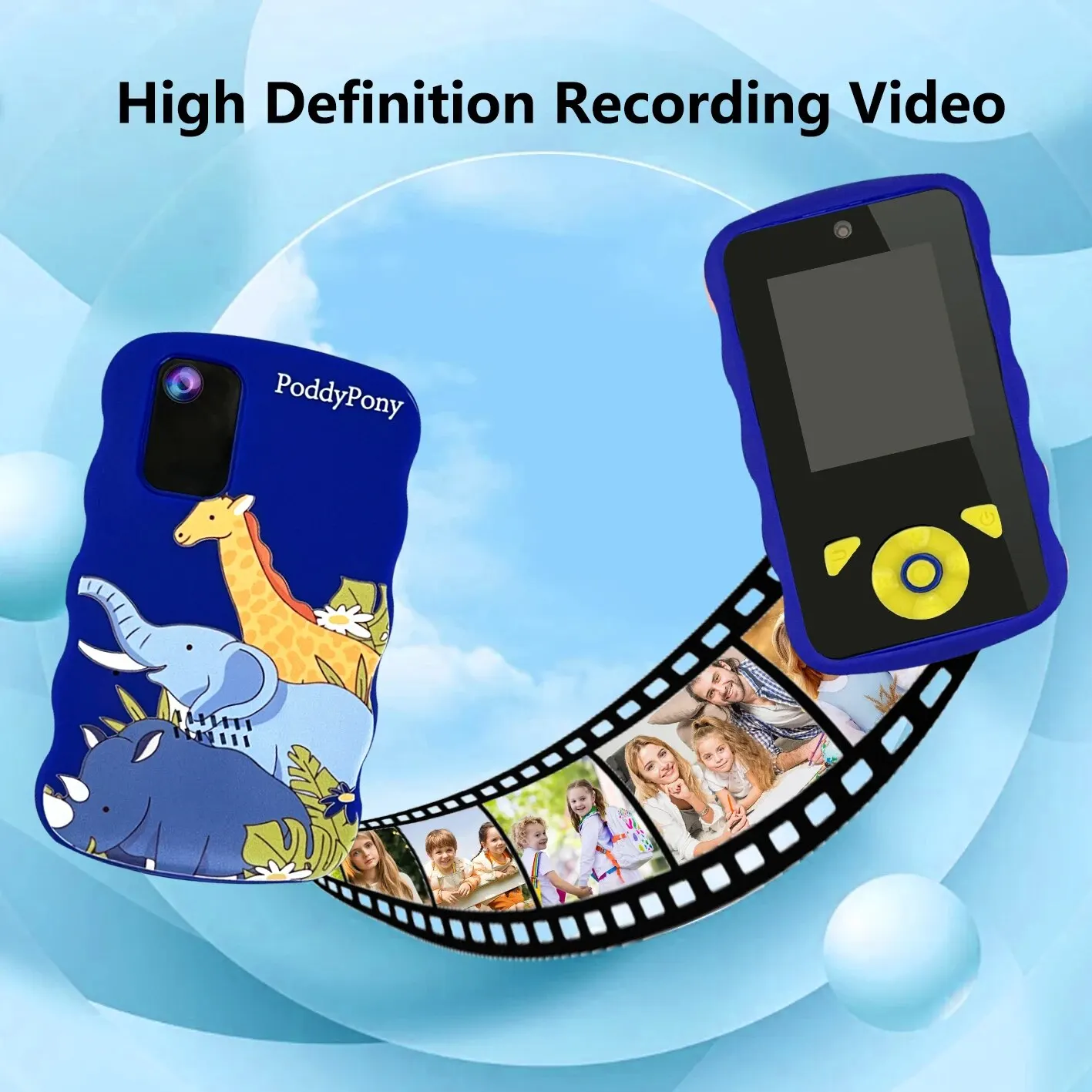 Educational Kids Smart Phone 1080P Digital Dual Selfie Camera Girls and Boys Birthday Festival Great Gift Video Tracker 32G Card