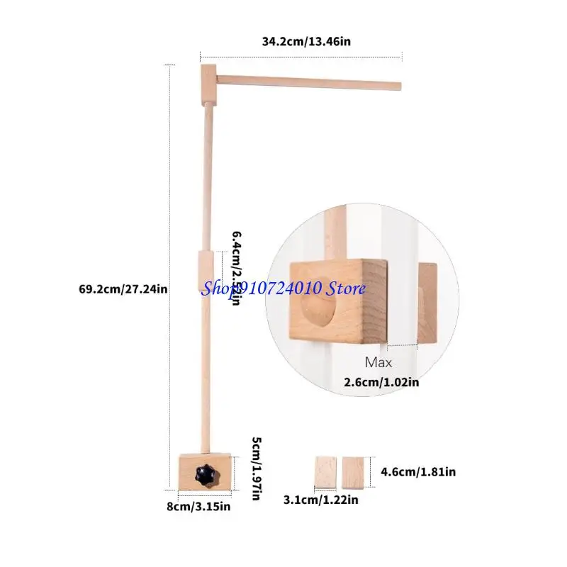 77HD support téléphone portable pour lit en bois naturel, cadre carré, support conception robuste pour berceau bébé,