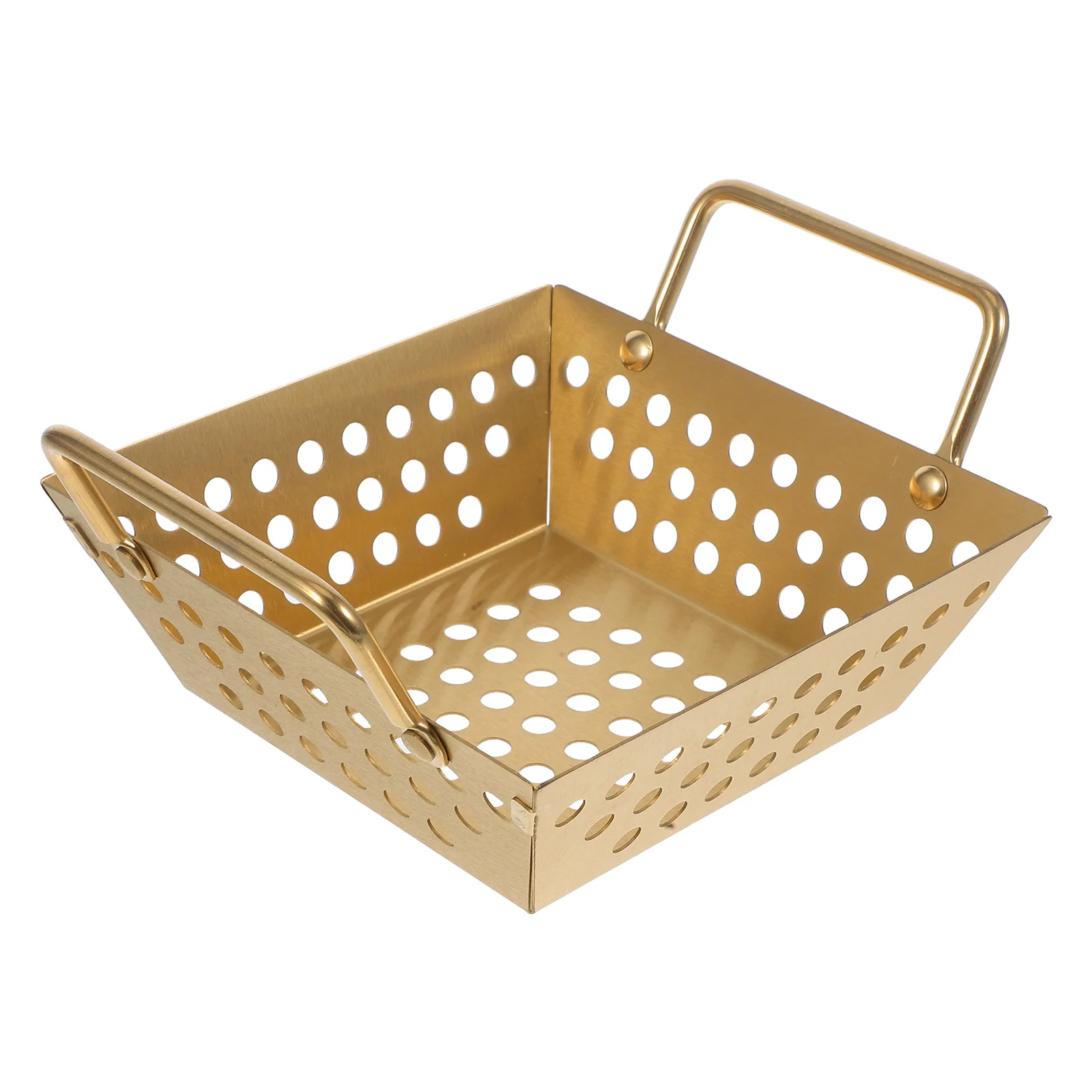 1pcs Stainless Steel Square Fry Basket Dual Handle For Chicken Serving Snack Storage Drainage Multi-Functional