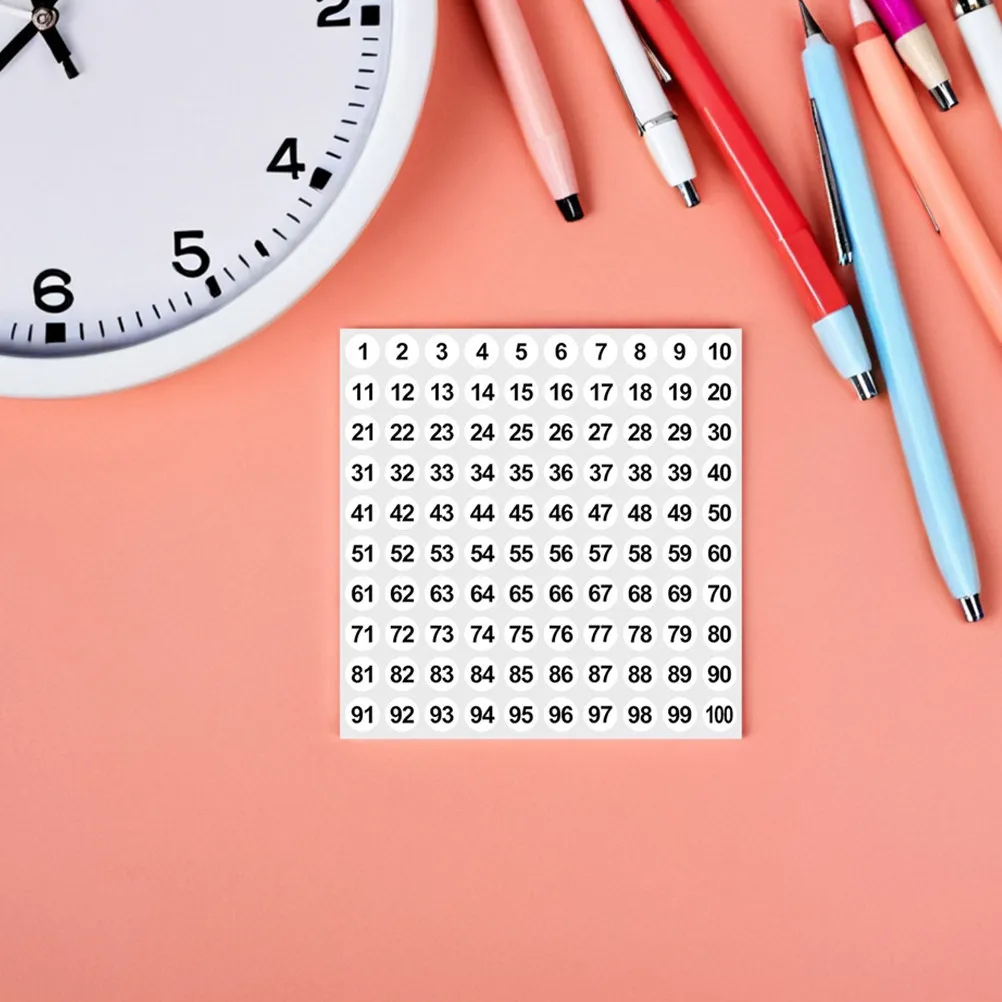 

2500 шт. наклеек с номерами от 1 до 100, круглые самоклеящиеся этикетки, водонепроницаемые, для организации классов, офисов, индексации файлов, контейнеров