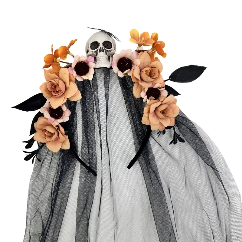 

Flower Skull Hairband Hair Styling Accessory Halloween Witch Hairband For Women