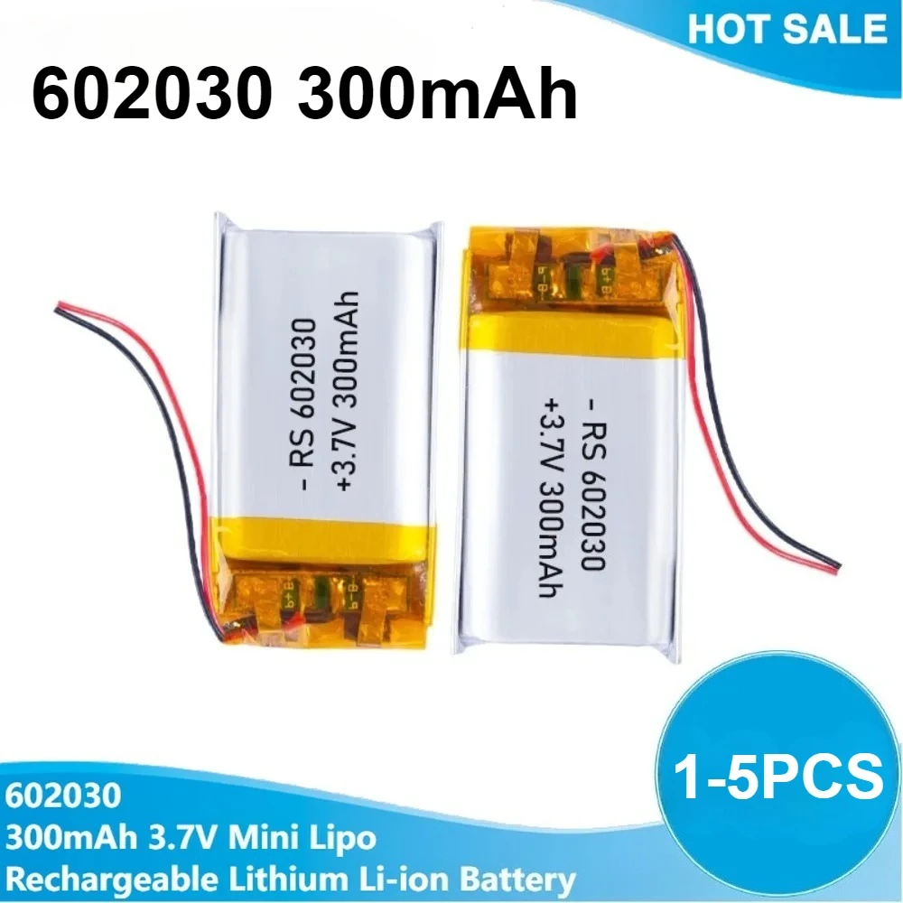602030 Lithium-Batterie 300 mAh 3,7 V Li-Ion-Polymer-Akkus für Bluetooth-Headset, Lautsprecher, Monitor, Selbstauslöser