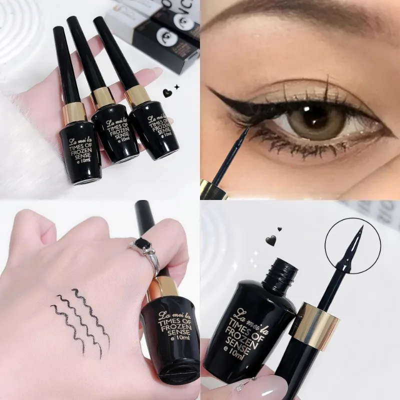 Delineador de ojos de Gel negro de larga duración, lápiz delineador de ojos líquido resistente al agua con punta dura ultrafina, herramienta de maquillaje cosmética duradera de secado rápido