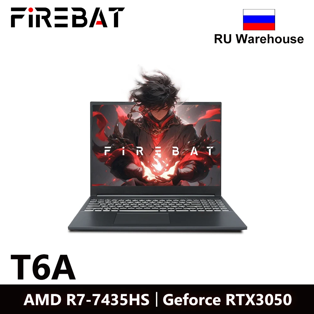 FIREBAT T6A 16 Inch AMD Ryzen7 7435HS Geforce RTX 3050 DDR5 165Hz Wifi6 BT5.1 16GB 512GB Gaming Gamer Notebook Laptop