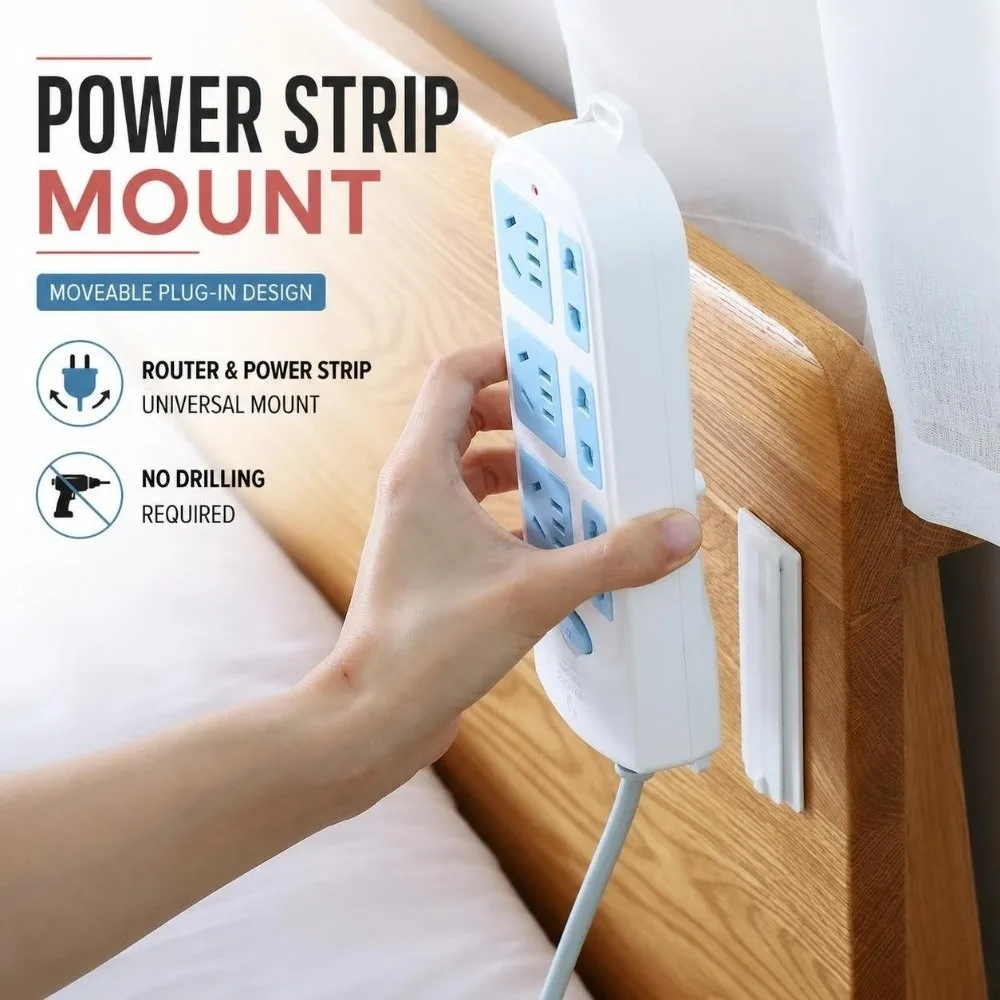 Self-Adhesive Desktop Socket Fixer Drilling Free Wall-Mounted Cable Organizer Holder Removable Wall Mounted Fixer