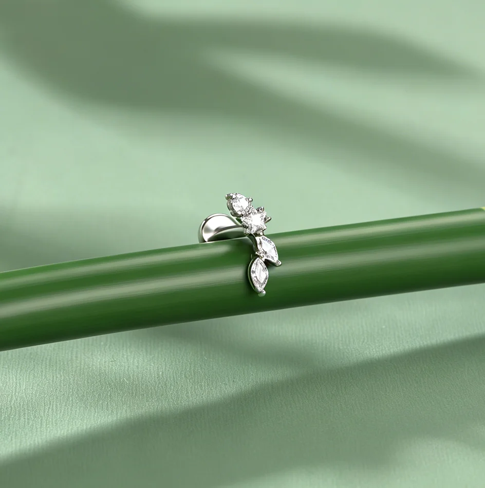 1 Stück Schmetterling Zirkon Helix Ohrstecker für Frauen Innengewinde Blumen-Labret Tragus Piercing Körperschmuck – Detail 5