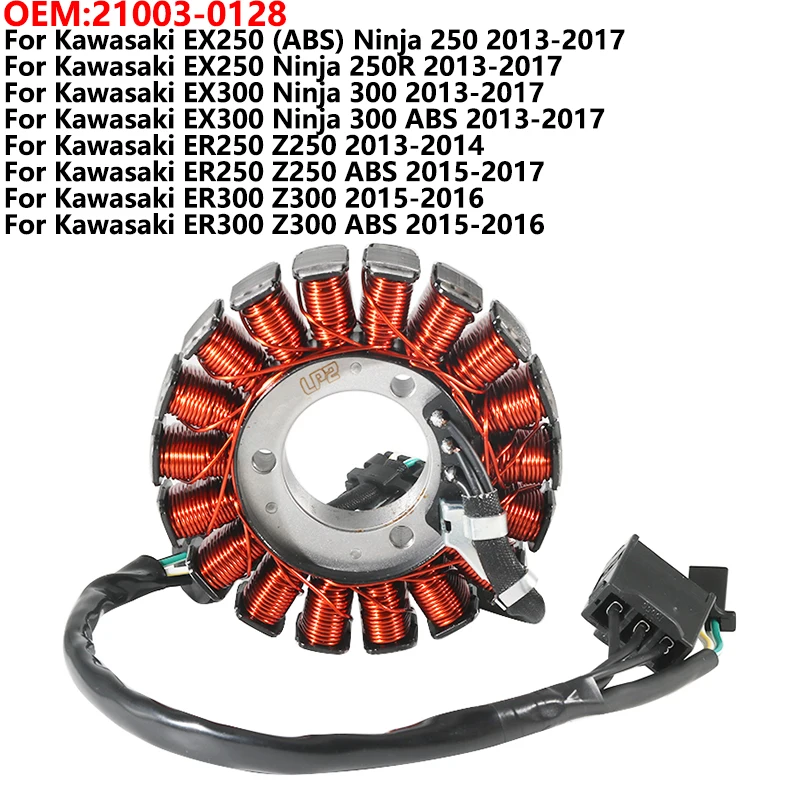 

21003-0128 Motorcycle Ignition Stator Coil For Kawasaki Ninja 250 250R 300 ER250 Z250 ER300 Z300 EX250 EX300 EX 250 300 ER 250