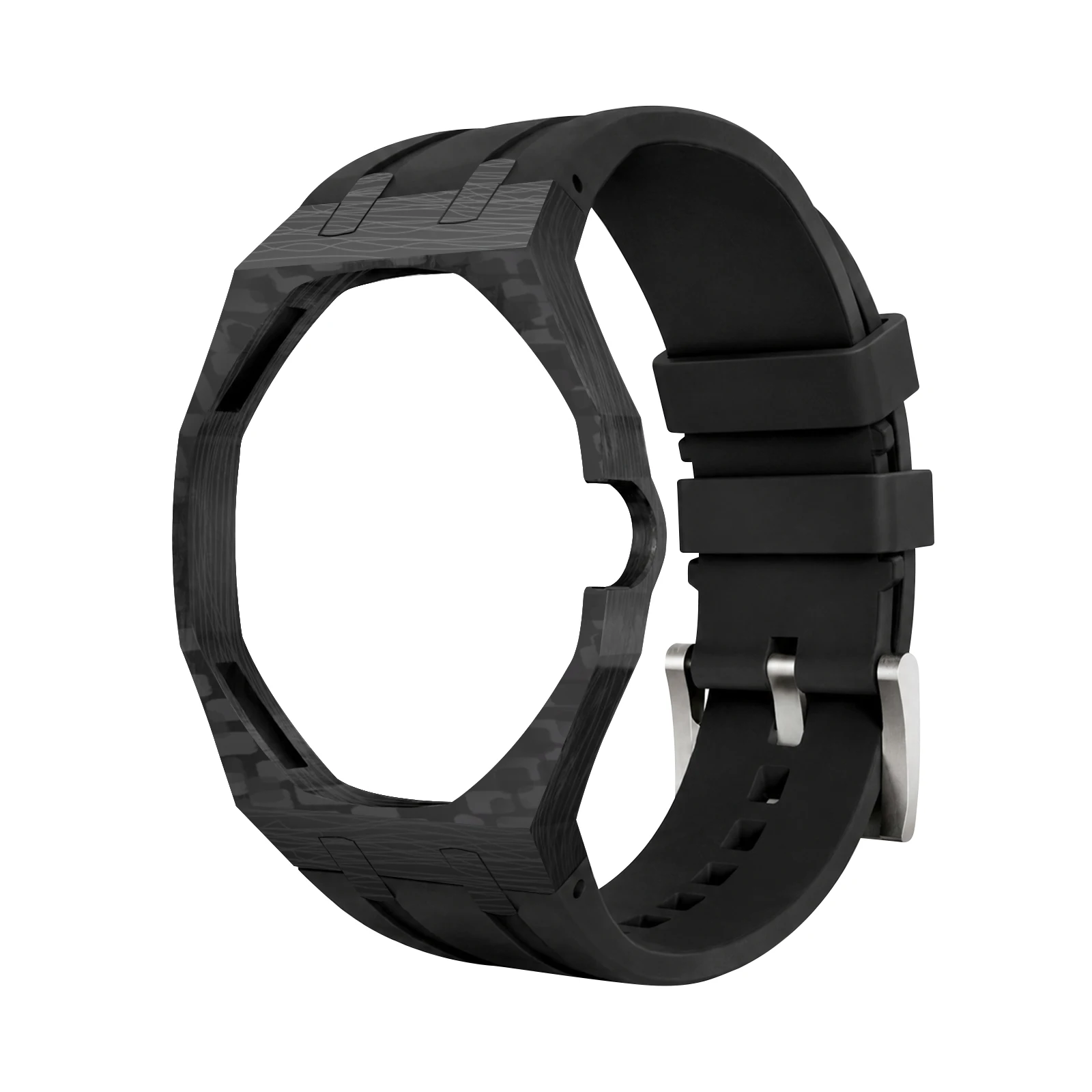Carbon Fiber Case + Silicone Band for Swatch X AP Royal Pop Luxury Modification Kit Pocket Watch Changer To Wristwatch Bracelet