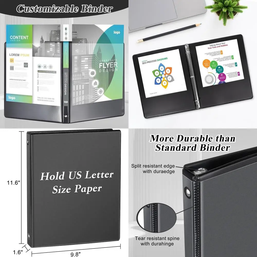 

1 3-Ring Binder, Letter Size, Black, 36-Pack, Durable Round Ring for Papers