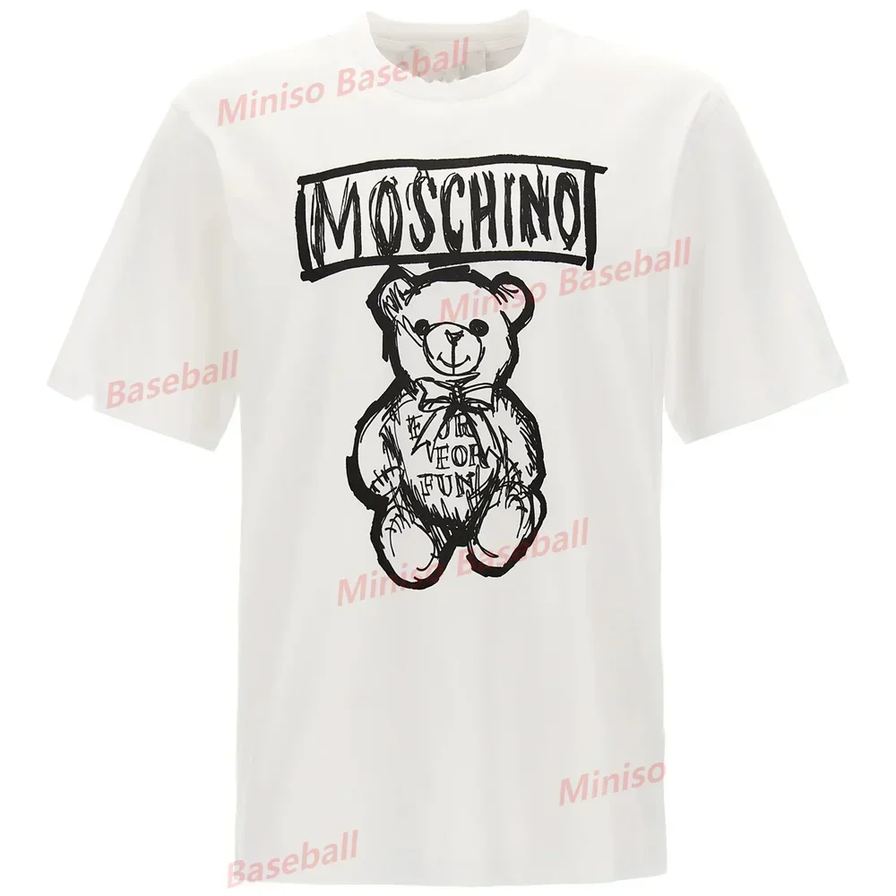 2025 MOSCHINO Teddy Bear Alphabet Italy New Arrivals Luxury Haute Couture Summer T-Shirt Comfort Sweatshirt Adults/KIDs Cotton