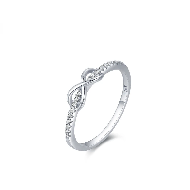 S925 Silver Infinite Love Bow 8 Rings for Women, Japan, South Korea, Instagram, and Small Form Design for The Food Ring