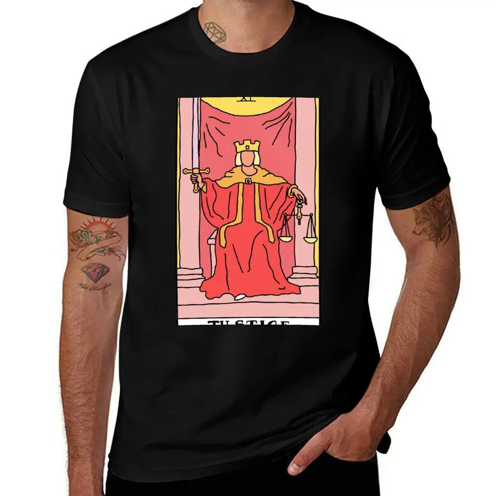 T-shirt Justice Tarot Card, t-shirt décontracté à coupe ample pour le travail