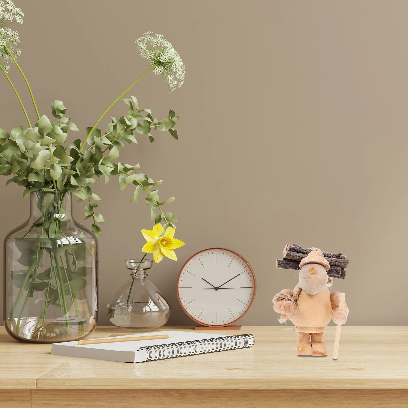 

Miniature Figure Small Wood Decoration Cartoon Style Compact Cute Wood Craft Ornament Home Garden Desktop Courtyard