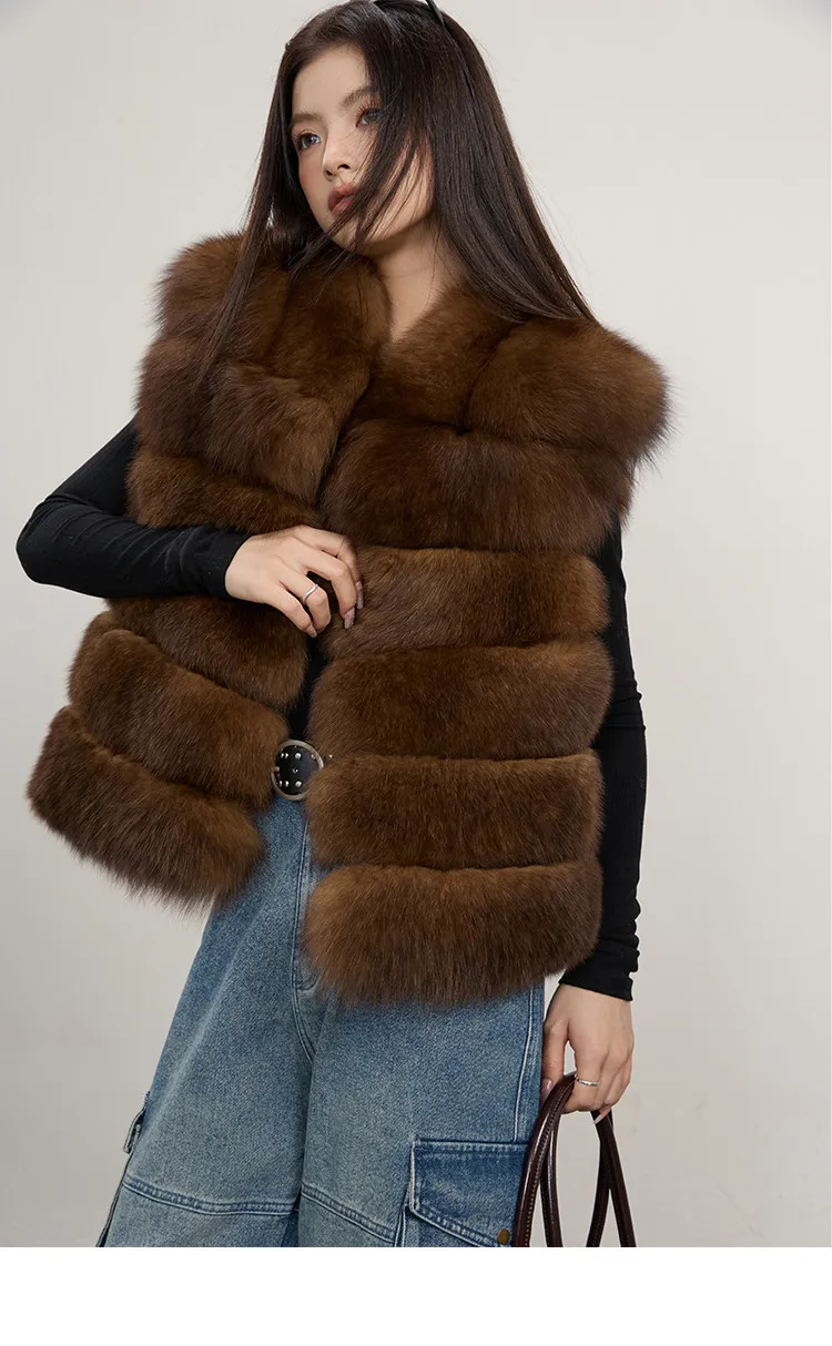 Modische Herbst-Frauen-Fellmäntel aus Kunstfell, Outdoor-Damen-Jacken ohne Ärmel, flauschig, dick, warm, Winter-Oberbekleidung, Damen-Streetwear – Detail 8