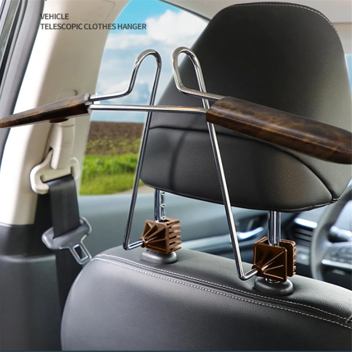 Car Clothes Hanger Car Seat Clothes Hanger Headrest Backrest Car Retractable Clothes Drying Rack(Peach