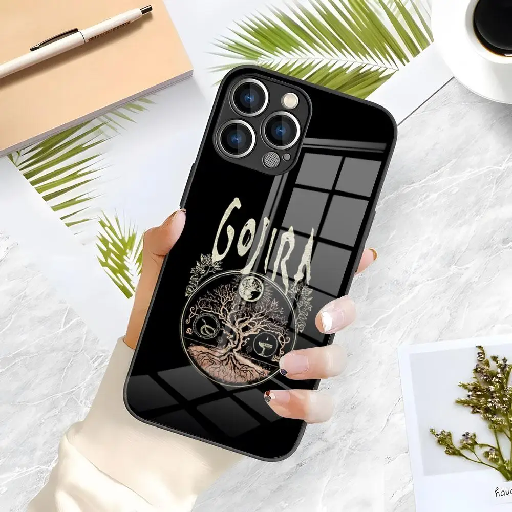 Чехол для телефона G-Gojira Band для iPhone 17 Air 16 E Pro Max 15 14 13 Mini 12 Pro 11 Max Plus, черный стеклянный чехол.