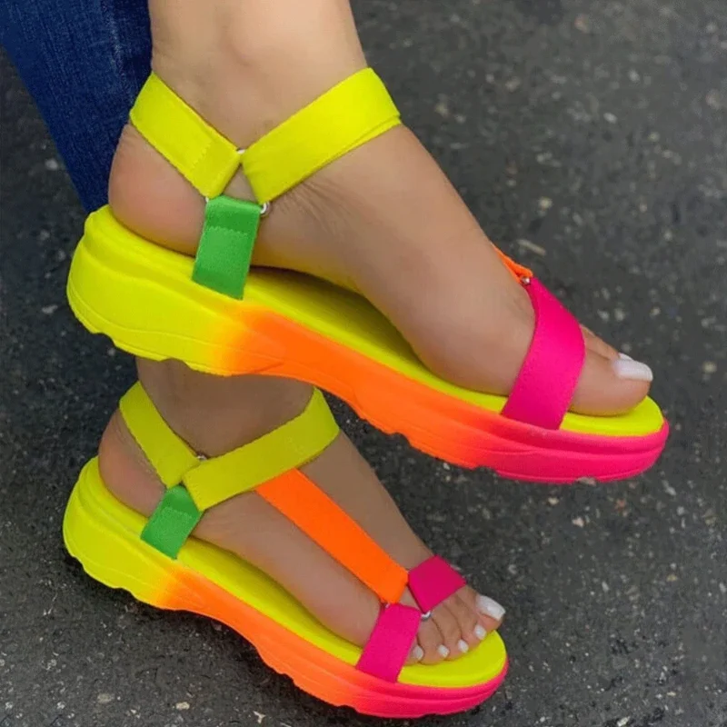 Zapatos de playa para mujer, sandalias informales antideslizantes, multicolor, a la moda, sólidas, con punta abierta, cómodas para el día a día, 2022