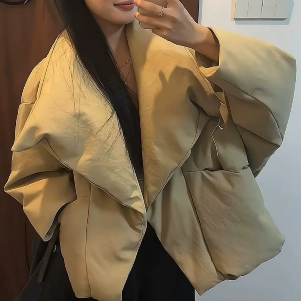 

Large lapel short cotton-padded jacket for women in the winter of 2025, new warm bread high-end cotton-padded jacket