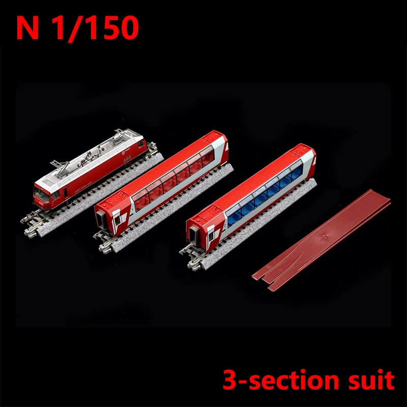 3 Sections KATO Train Model 1/150 N Scale Rail Car 10-1816 Glacier Express New Motor Version Boy Gift Model Toy