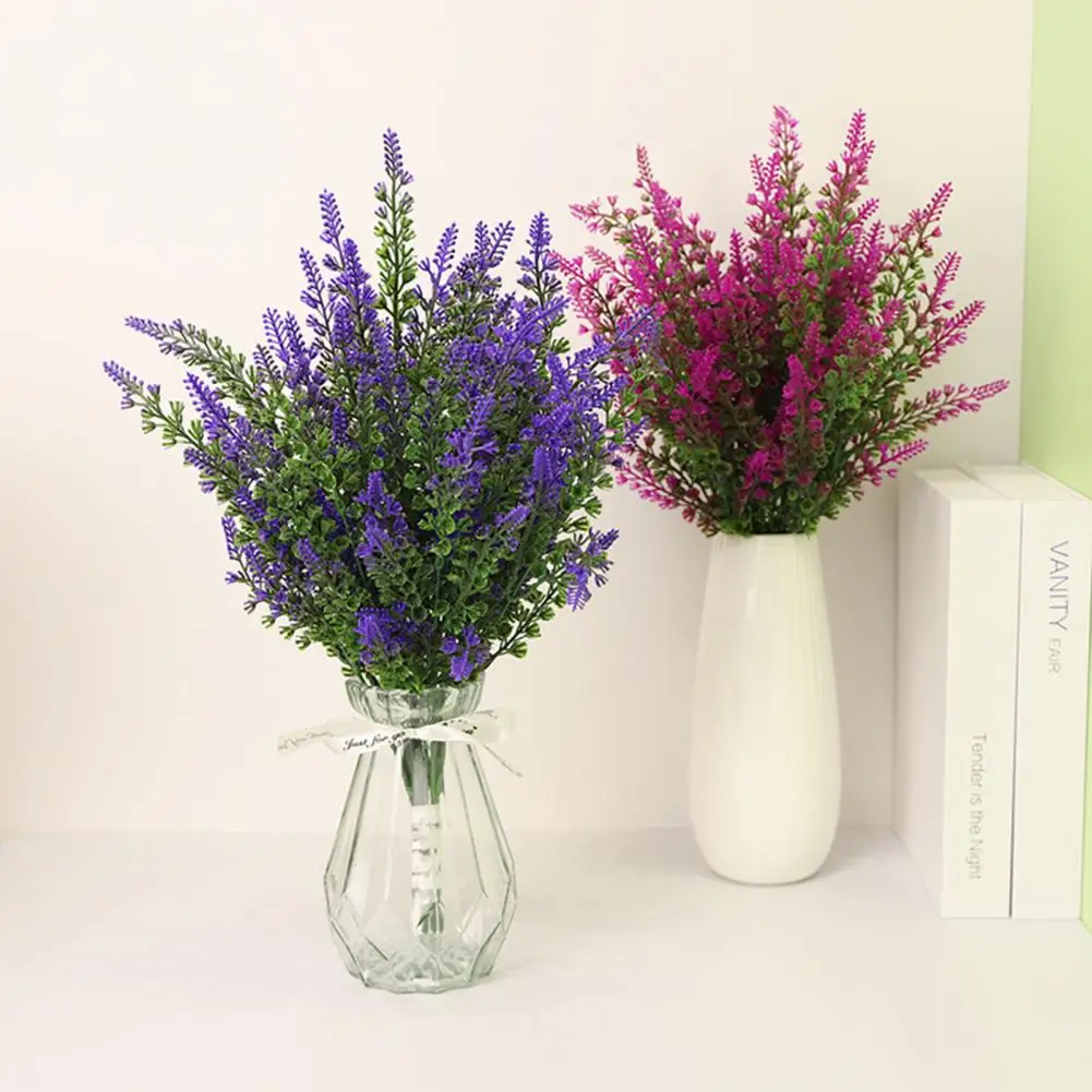 Artificial Plant Fresh-keeping Ornamental 5 Forked Elegant Faux Lavender Wedding Flower Supplies