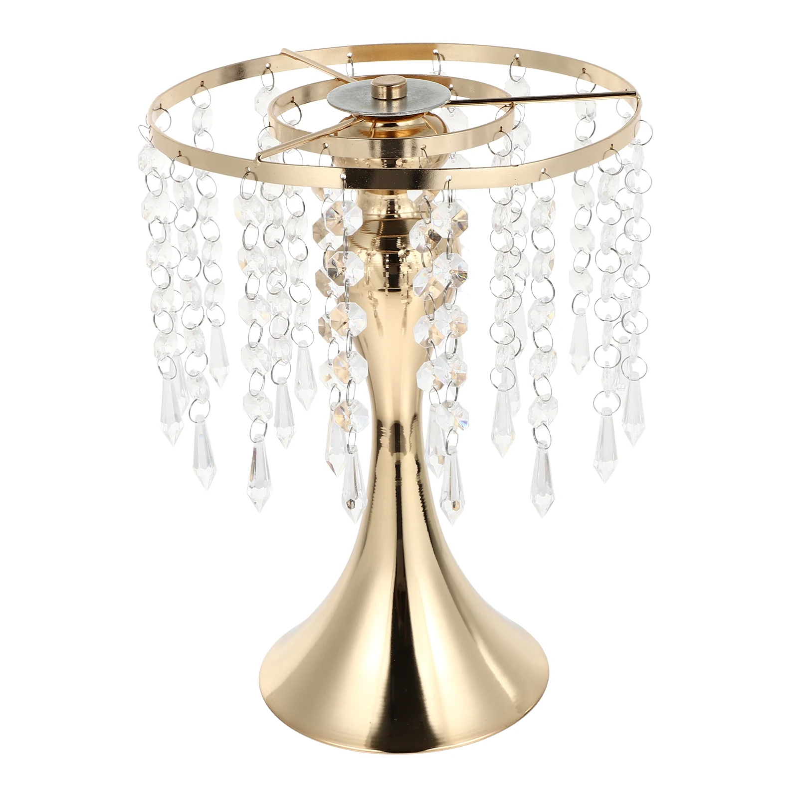 

1pc Exquisite Wedding Stand Party Candleholder Decor Accessory Crystal Curtain Design Iron Plastic Multifunctional