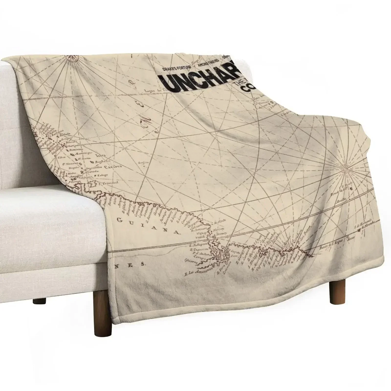 Uncharted Map Design Throw Blanket Tourist Multi-Purpose Blankets