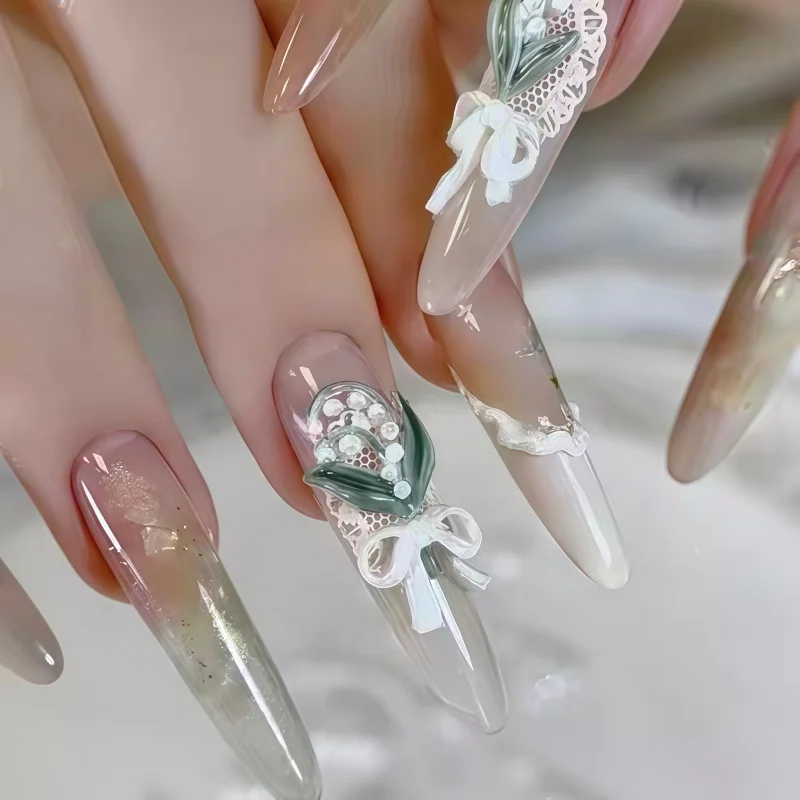 Elegant Bellflower And Bowtie Nail Art Mold Silicone Essential for Nail Artists Fresh Style Nail Design Tool