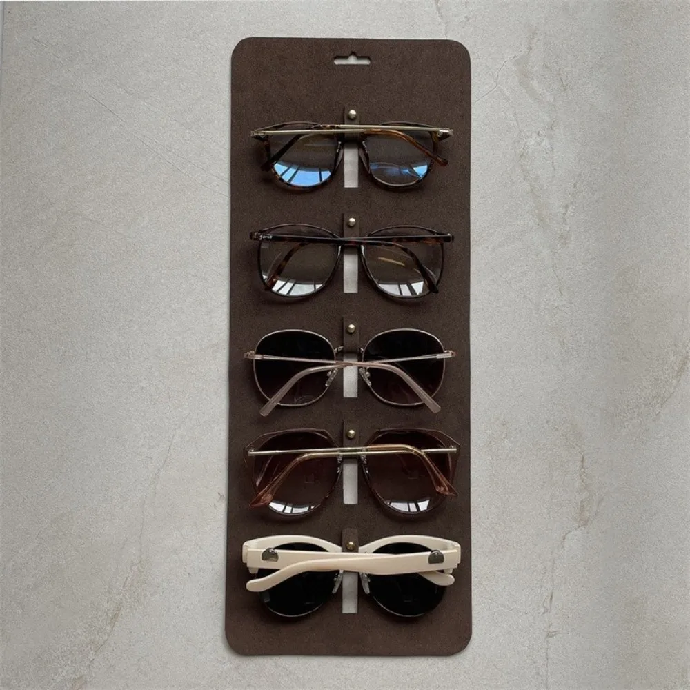Leather Sunglasses Organizer Foldable Wall Mounted Eyewear Display Rack Hanging Multi-Slot Glasses Storage Hanger Home Storage
