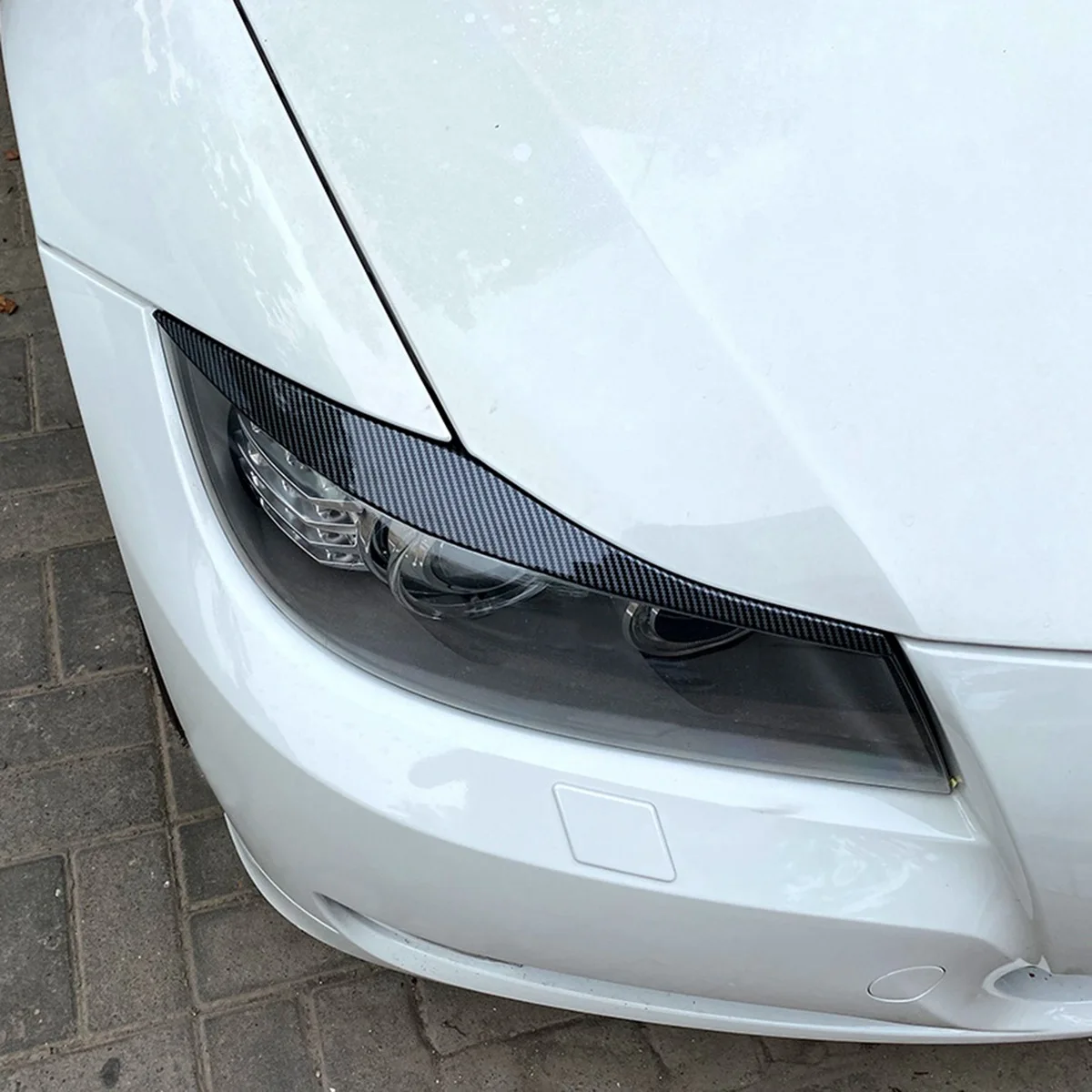 

Reliable-For BMW 3-Series E90 E91 320I 330I 2005-2012 Front Headlight Cover Garnish Strip Eyebrow Cover Trim Sticker